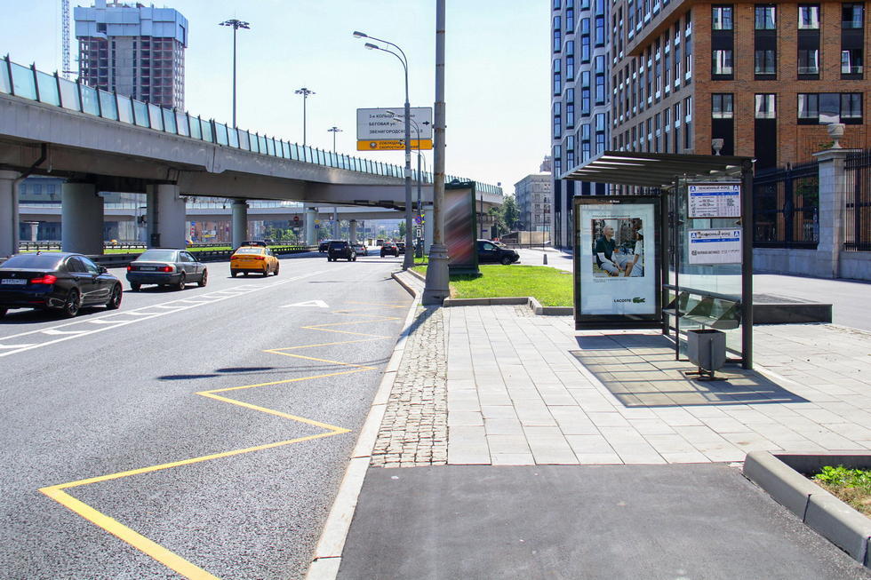 Фотография рекламного носителя, тип: Остановка 1.8x1.2, адрес: Ленинградский пр-т., д.29, корп.1, Москва, Россия. Сторона А №335314