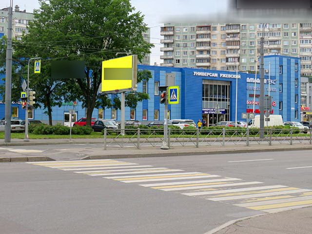 Фотография рекламного носителя, тип: Билборд 3x6, адрес: Индустриальный пр-т., д.32 Х Ударников пр-т., Санкт-Петербург, Россия. Сторона Б №770685