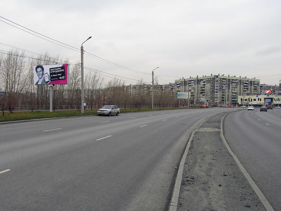 Фотография рекламного носителя, тип: Билборд 3x6, адрес: Братьев Кашириных ул., 250м до Академика Макеева ул., Челябинск, Челябинская область, Россия. Сторона B №393465