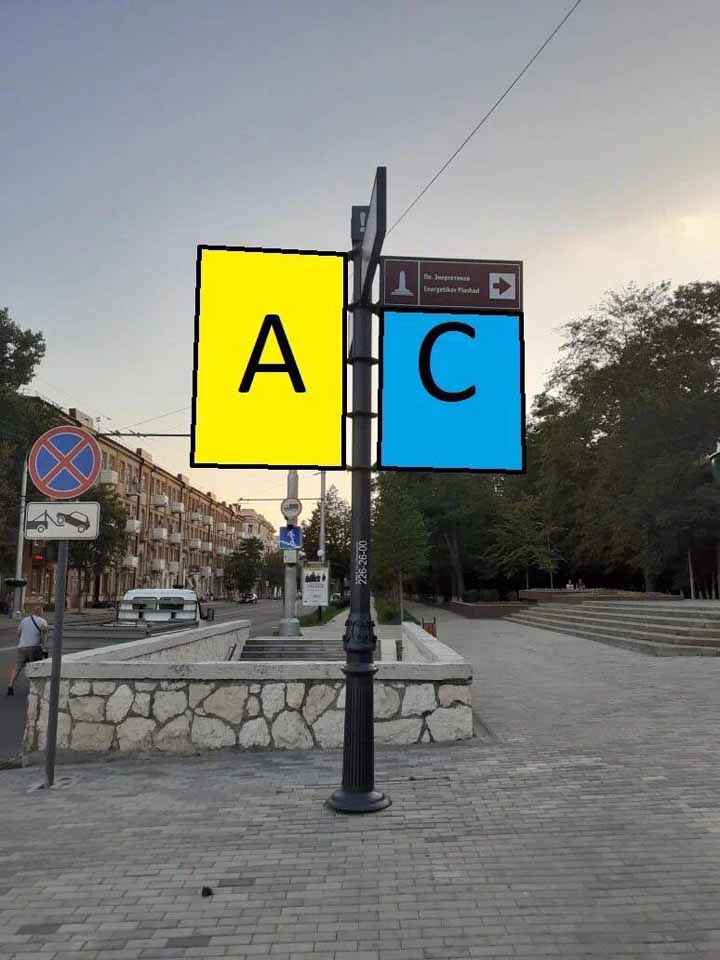 Фотография рекламного носителя, тип: Дорожный указатель, адрес: Большая Садовая ул. X Театральный пр-т., Ростов-на-Дону, Ростовская область, Россия. Сторона С1 №1086615