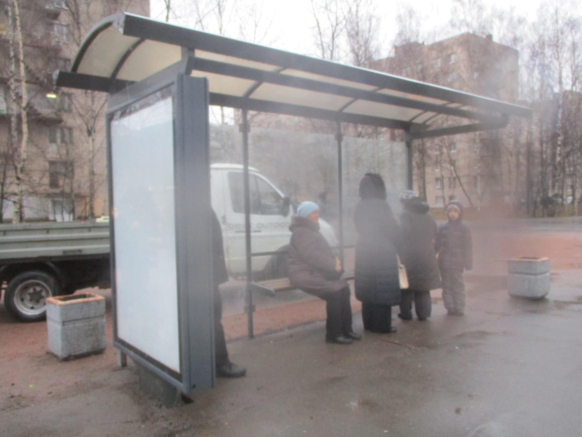 Фотография рекламного носителя, тип: Остановка 1.8x1.2, адрес: Искровский пр-т., д.6, Санкт-Петербург, Россия. Сторона Б №811574