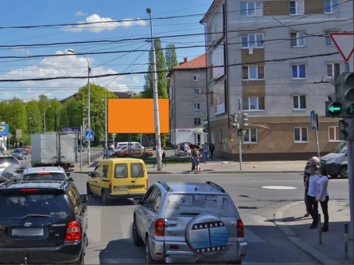 Фотография рекламного носителя, тип: Билборд 3x6, адрес: Озерова ул. Х Горького ул., поз.1, Калининград, Калининградская область, Россия. Сторона А №973979