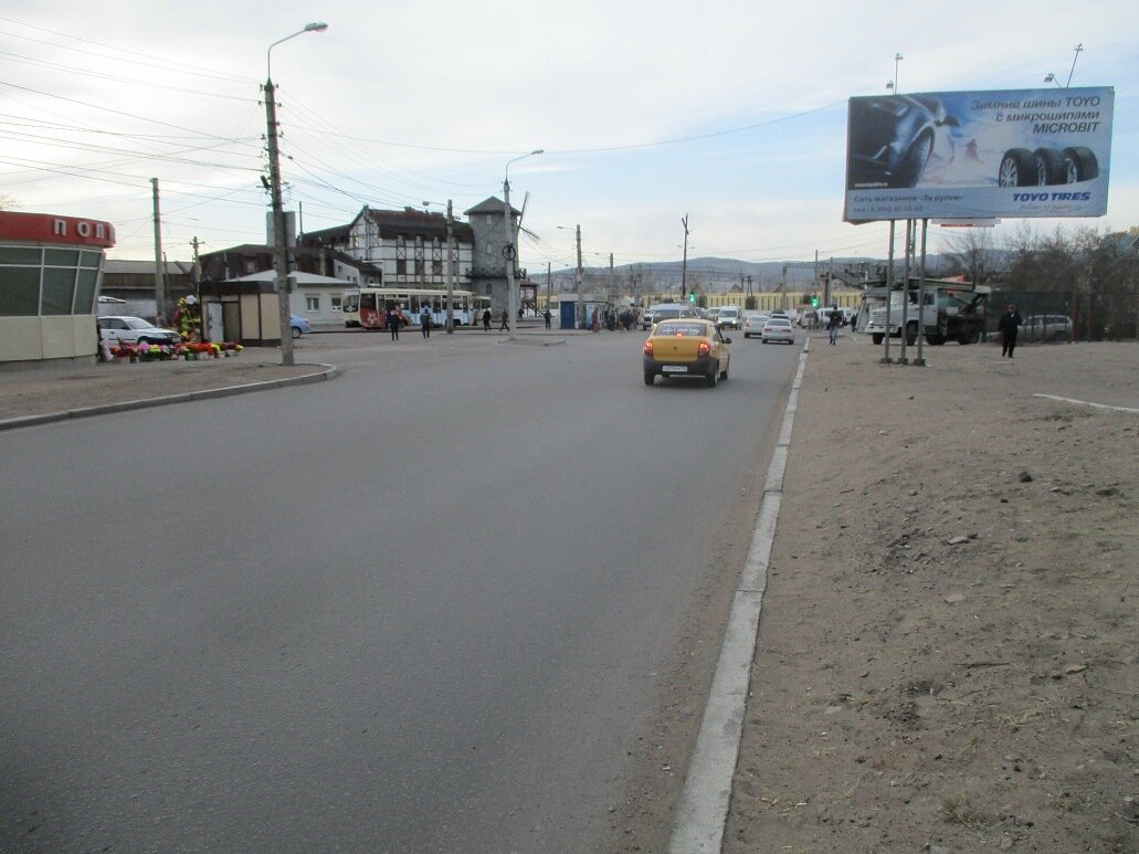 Фотография рекламного носителя, тип: Билборд 3x6, адрес: Тулаева ул., конечная трамвая автобусов, Улан-Удэ, Республика Бурятия, Россия. Сторона А №697198