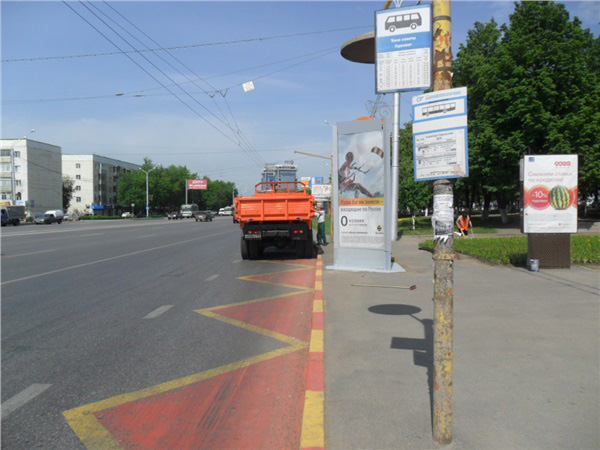 Фотография рекламного носителя, тип: Пиллар 3x1.4, адрес: Октября пр-т., д.122, Уфа, Республика Башкортостан, Россия. Сторона А №488514