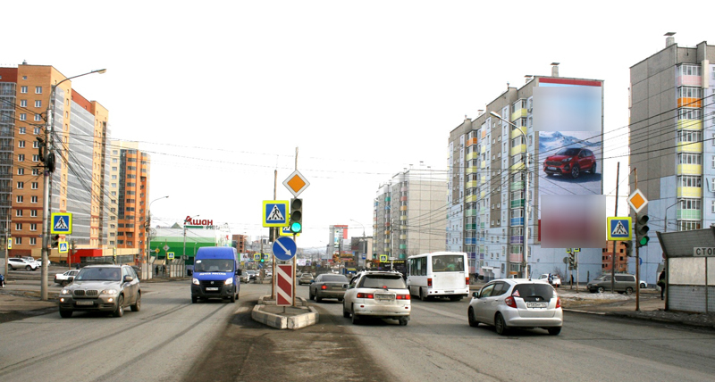 Фотография рекламного носителя, тип: Брандмауэр, адрес: Мужества ул., д.23, Красноярск, Красноярский край, Россия. Сторона А №820659