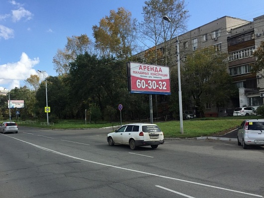 Фотография рекламного носителя, тип: Билборд 3x6, адрес: Студенческий пер. Х Лермонтова ул., д.51а, Хабаровск, Хабаровский край, Россия. Сторона А №797160