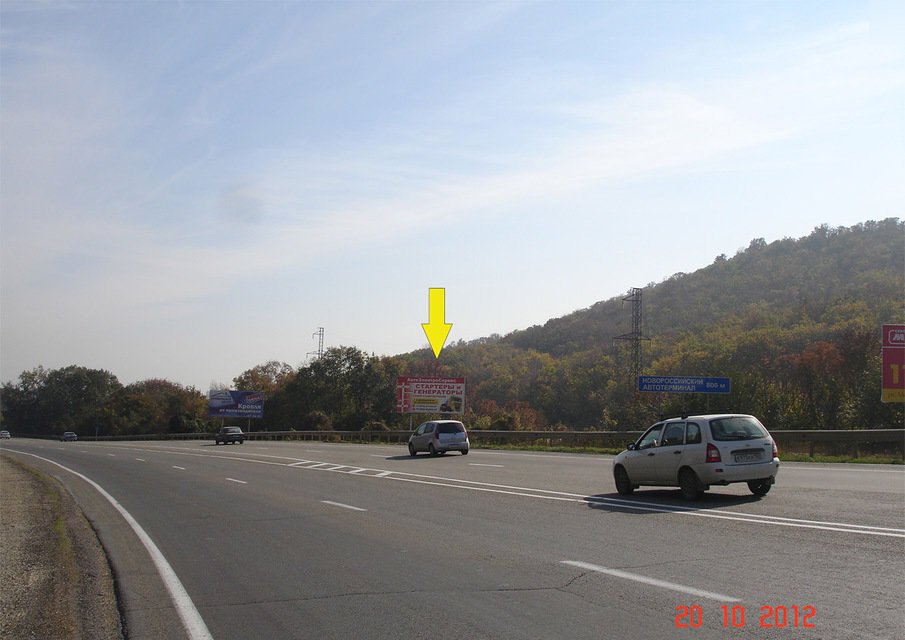 Фотография рекламного носителя, тип: Билборд 3x6, адрес: Темрюк-Краснодар а/д., поворот Волчие ворота, Новороссийск, Краснодарский край, Россия. Сторона А №713769