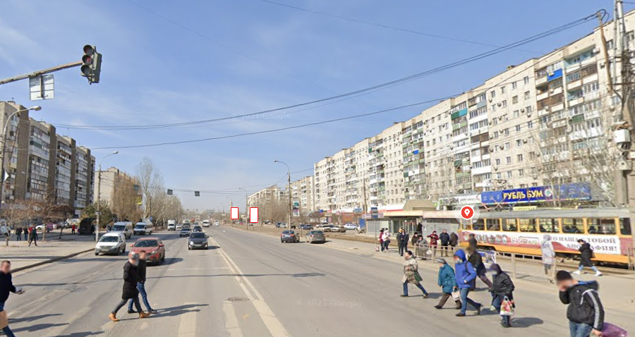 Фотография рекламного носителя, тип: Панель-кронштейн, адрес: Героев Сталинграда пр-т., ост. "Бульвар им. Энгельса", Волгоград, Волгоградская область, Россия. Сторона А №1097329