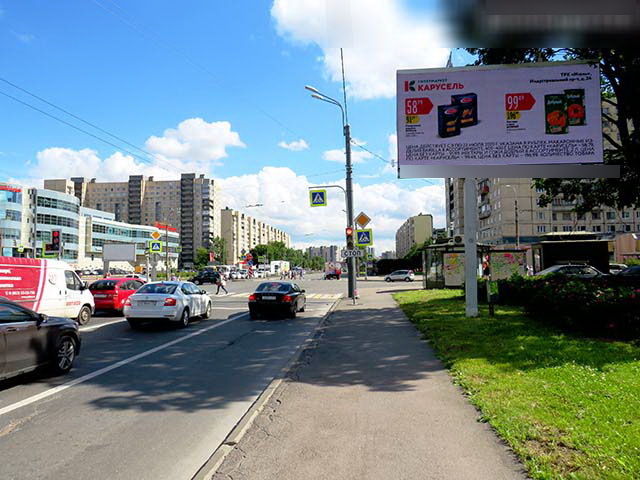 Фотография рекламного носителя, тип: Билборд 3x6, адрес: Индустриальный пр-т., д.32 Х Ударников пр-т., Санкт-Петербург, Россия. Сторона А1 №719321