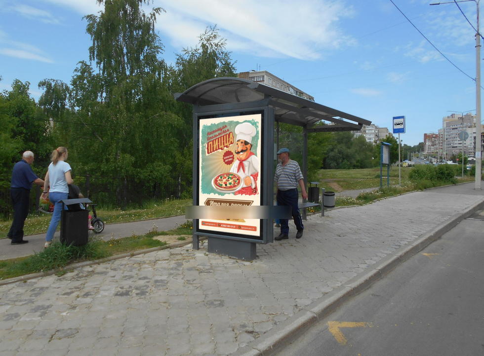 Фотография рекламного носителя, тип: Остановка 1.8x1.2, адрес: Нижняя Дуброва ул. Х Тихонравова ул., д.1, Владимир, Владимирская область, Россия. Сторона Б №834118