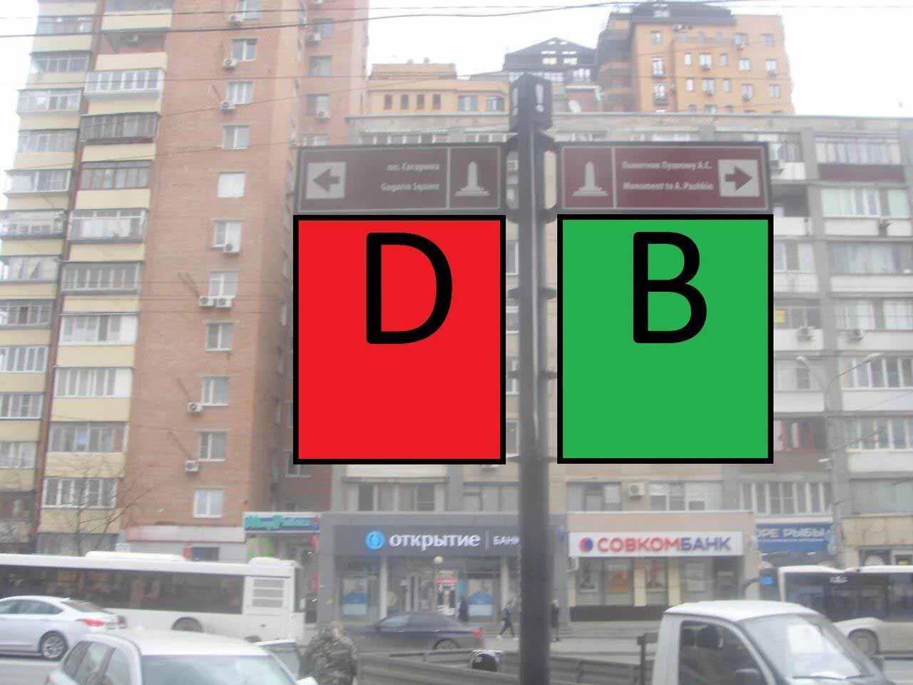 Фотография рекламного носителя, тип: Дорожный указатель, адрес: Ворошиловский пр-т., д.75 X Максима Горького ул., Ростов-на-Дону, Ростовская область, Россия. Сторона Б1 №1086870