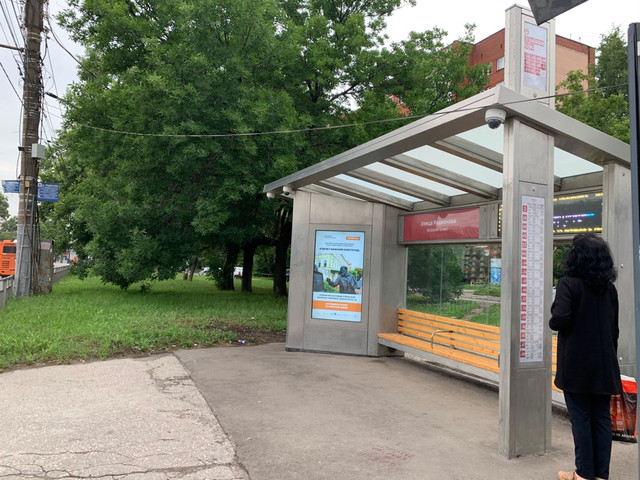 Фотография рекламного носителя, тип: Остановка, адрес: Родионова ул., ост. Родионова ул., поз.1, Нижний Новгород, Нижегородская область, Россия. Сторона A+B №869933