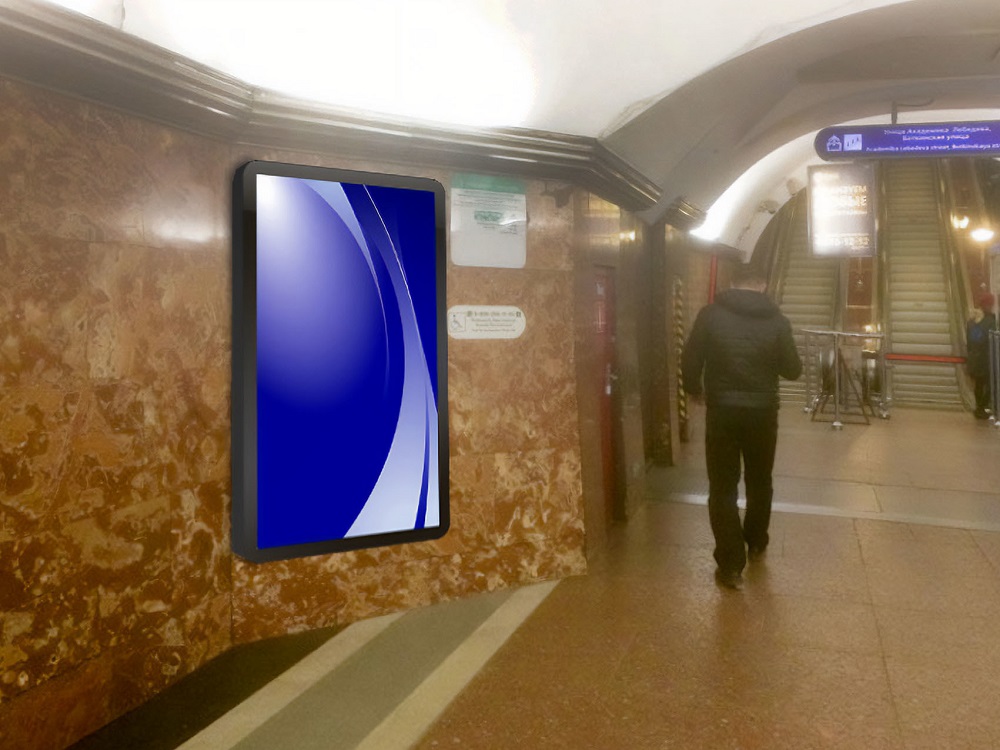 Фотография рекламного носителя, тип: Видеоэкран, адрес: Станция метро «Площадь Ленина», линия Кировско-Выборгская, Санкт-Петербург, Россия. Сторона/вариант А №1056824