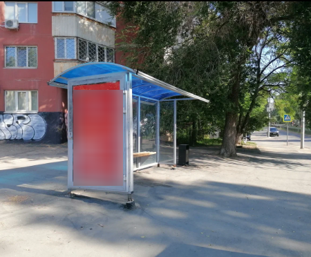 Фотография рекламного носителя, тип: Остановка 1.8x1.2, адрес: Рахова ул. Х Белоглинская ул., поз.2, Саратов, Саратовская область, Россия. Сторона Б №602916