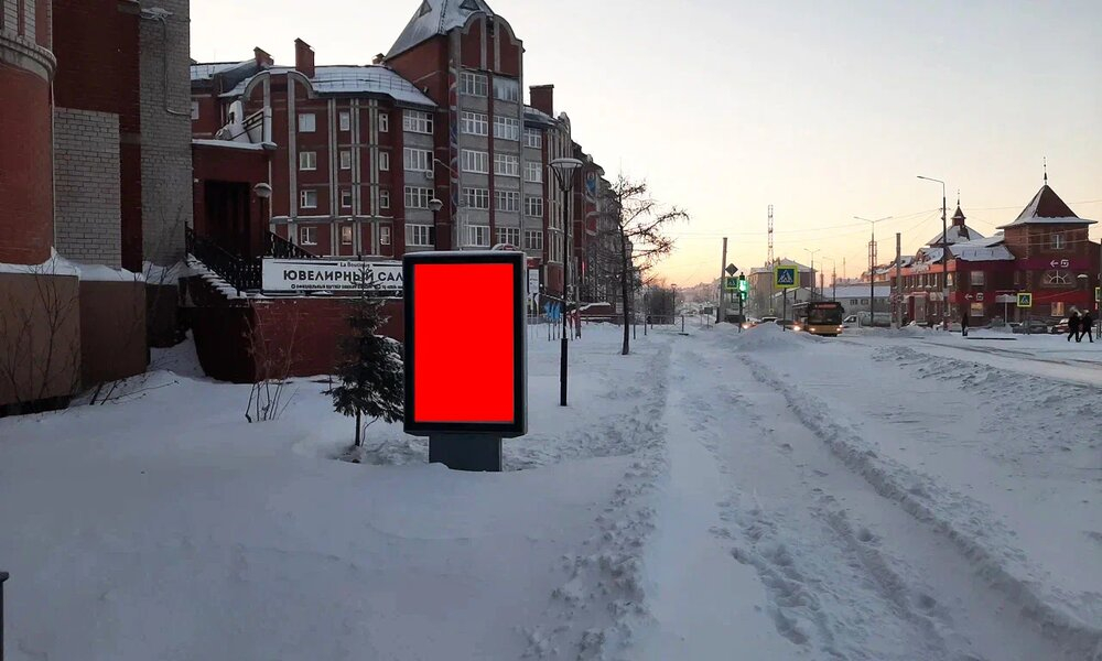 Фотография рекламного носителя, тип: Остановка 1.8x1.2, адрес: Республики ул., д.62, поз.1, Салехард, Ямало-Ненецкий автономный округ, Россия. Сторона Б1-Б6 №1075670