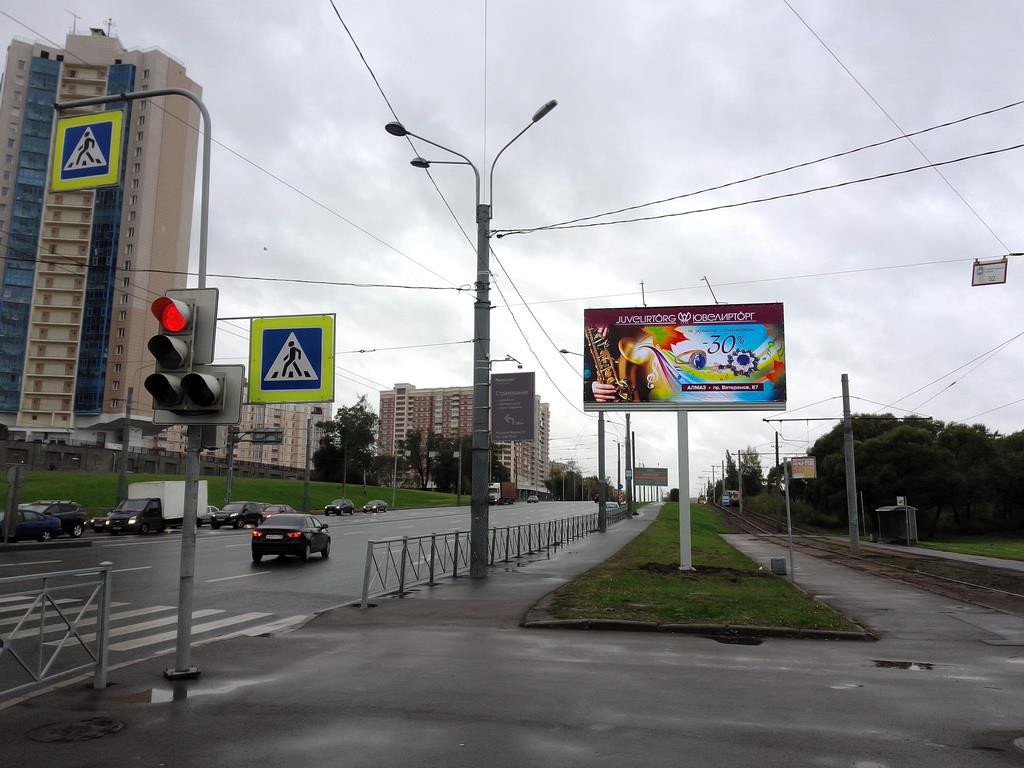Фотография рекламного носителя, тип: Билборд 3x6, адрес: Маршала Жукова пр-т., д.48, корп.1 Х Петергофское ш., поз.2, Санкт-Петербург, Россия. Сторона Аh1-Аh4 №992767