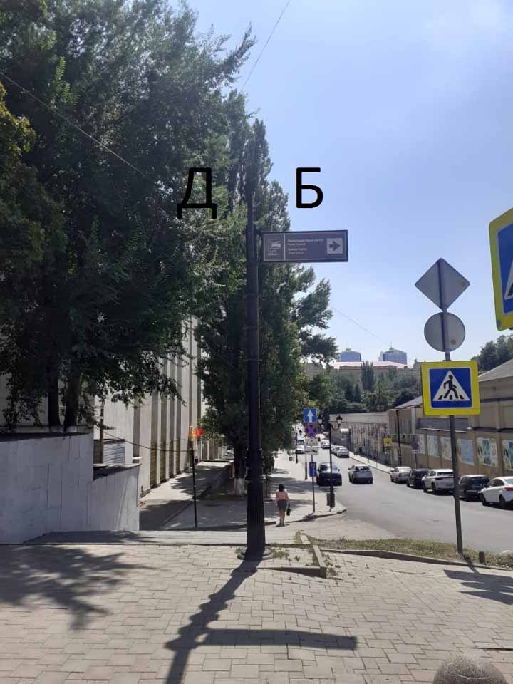 Фотография рекламного носителя, тип: Дорожный указатель, адрес: Пушкинская ул., д.54 X Семашко пер., Ростов-на-Дону, Ростовская область, Россия. Сторона Д2 №1087120