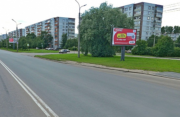 Фотография рекламного носителя, тип: Билборд 3x6, адрес: Мира пр-т, д.6, Великий Новгород, Новгородская область, Россия. Сторона A №397657