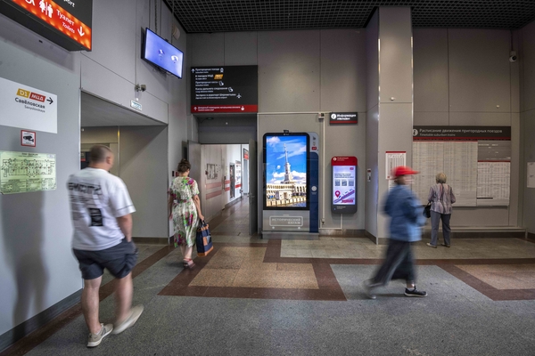 Фотография рекламного носителя, тип: Видеоэкран, адрес: ЖД вокзал «Савеловский», Савеловского вокзала пл., д.2, Москва, Россия. Сторона/вариант A1 №1028503