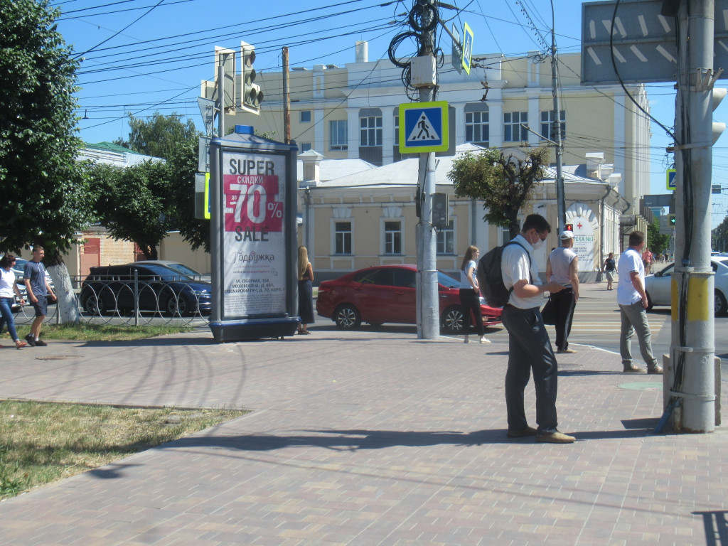 Фотография рекламного носителя, тип: Пиллар 3x1.4, адрес: Соборная ул., д.20А Х Семинарская ул., Рязань, Рязанская область, Россия. Сторона А2 №793691