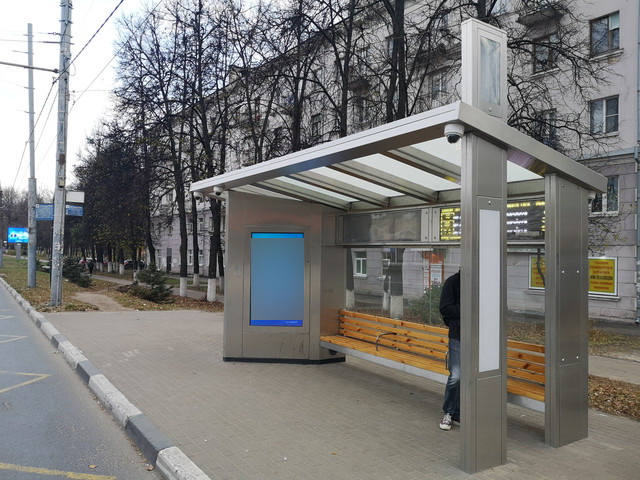 Фотография рекламного носителя, тип: Остановка, адрес: Гагарина пр-т., ост. Гостиница Ока, поз.1, Нижний Новгород, Нижегородская область, Россия. Сторона A1-А10 №872066