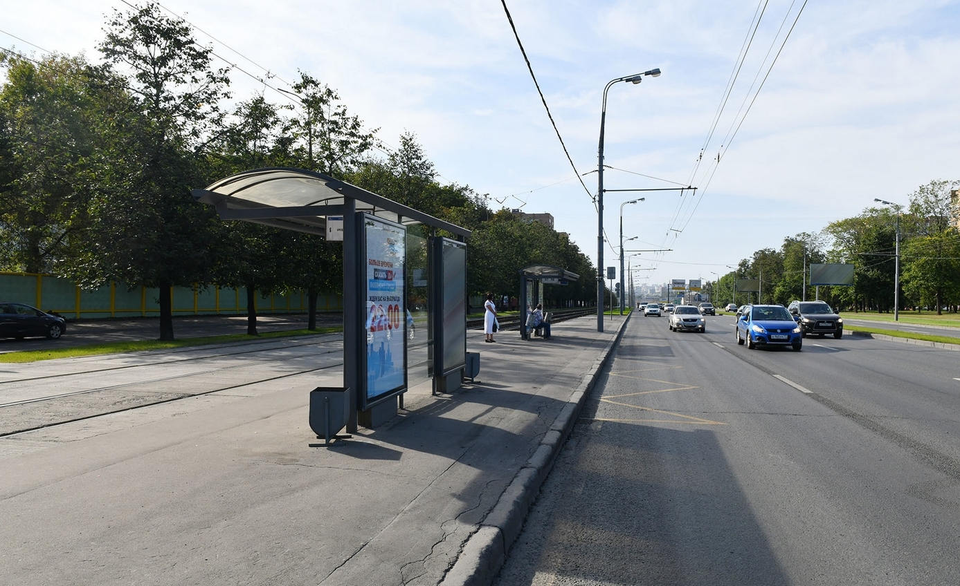 Фотография рекламного носителя, тип: Остановка 1.8x1.2, адрес: Волоколамское ш., д.45, поз.2, Москва, Россия. Сторона Б2 №334607