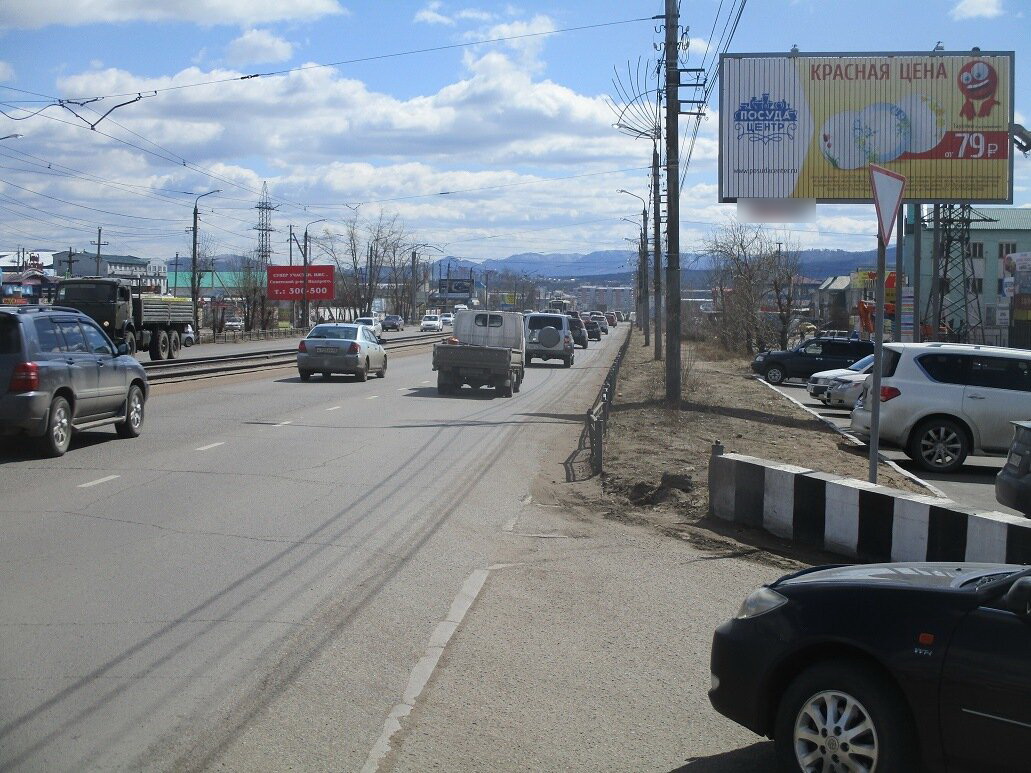 Фотография рекламного носителя, тип: Билборд 3x6, адрес: Автомобилистов пр-т., д.3, Улан-Удэ, Республика Бурятия, Россия. Сторона А1-А3 №697232