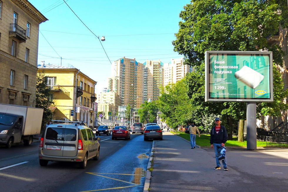 Фотография рекламного носителя, тип: Ситиборд 2.7x3.7, адрес: Скобелевский пр-т., д.17м, Санкт-Петербург, Россия. Сторона А1 №836426