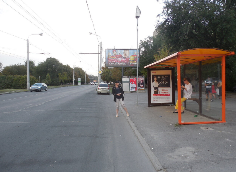Фотография рекламного носителя, тип: Остановка 1.8x1.2, адрес: Стачки пр-т., ост. СовР "Стачки 217", поз.1, Ростов-на-Дону, Ростовская область, Россия. Сторона А №622133