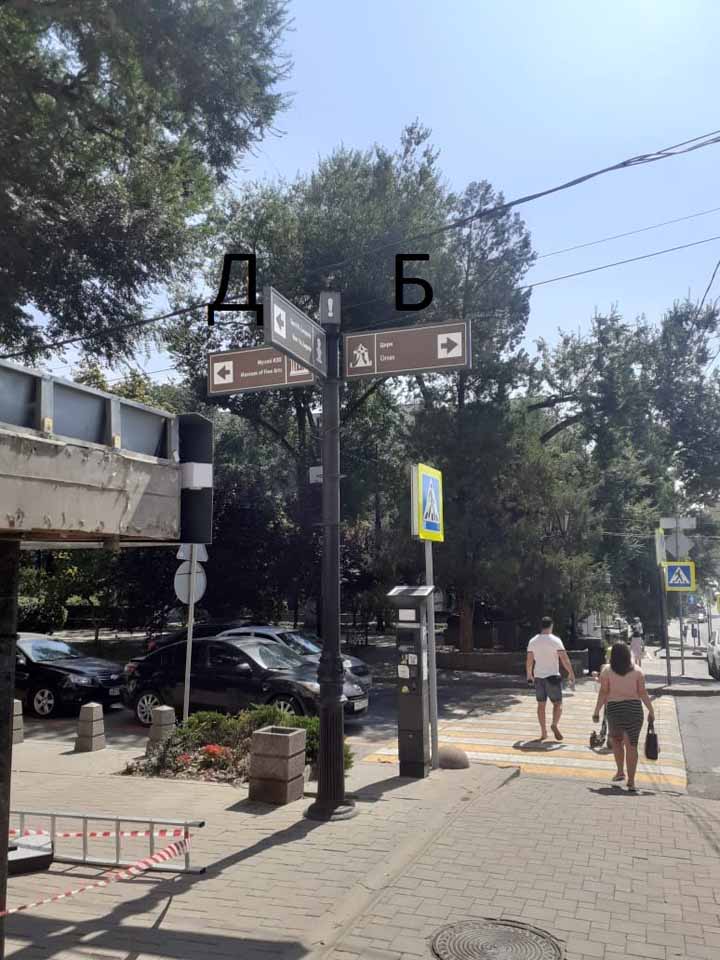 Фотография рекламного носителя, тип: Дорожный указатель, адрес: Пушкинская ул., д.91 X Семашко пер., Ростов-на-Дону, Ростовская область, Россия. Сторона Д2 №1087132