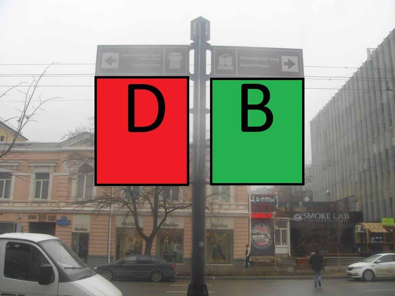 Фотография рекламного носителя, тип: Дорожный указатель, адрес: Большая Садовая ул., д.120, Ростов-на-Дону, Ростовская область, Россия. Сторона Б1 №1086654