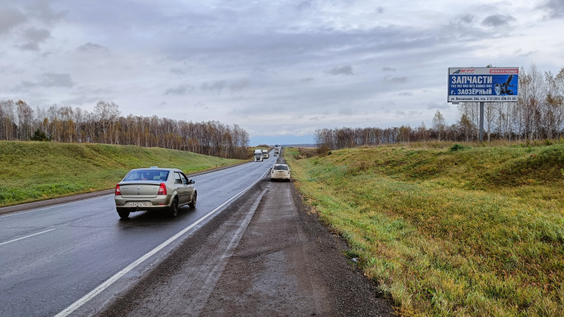 Фотография рекламного носителя, тип: Билборд 3x6, адрес: ФАД Р-255 "Сибирь" Красноярск-Иркутск а/д., 932 000м, Красноярск, Красноярский край, Россия. Сторона А №1046451