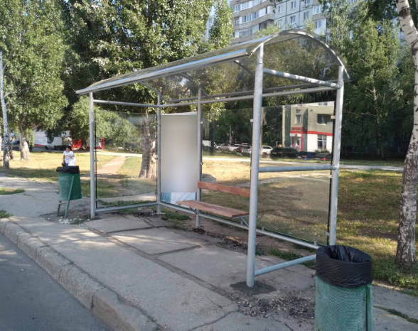 Фотография рекламного носителя, тип: Остановка 1.8x1.2, адрес: Георгия Димитрова ул. Х Тополей ул., Самара, Самарская область, Россия. Сторона В1 №1079398