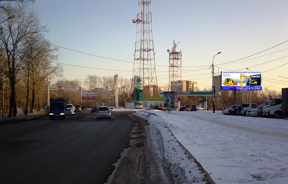 Фотография рекламного носителя, тип: Билборд 3x6, адрес: Тихоокеанская ул., д.191а, Хабаровск, Хабаровский край, Россия. Сторона A №614087