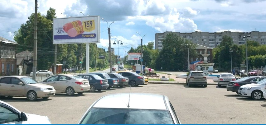 Фотография рекламного носителя, тип: Нестандартный билборд, адрес: Ермака ул., д.76, Иваново, Ивановская область, Россия. Сторона А1-А3 №406365