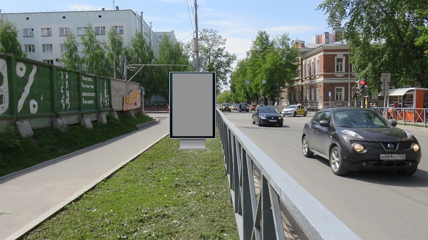 Фотография рекламного носителя, тип: Ситиформат 1.8x1.2, адрес: Луначарского ул., д.62, напротив, Пермь, Пермский край, Россия. Сторона B №759164