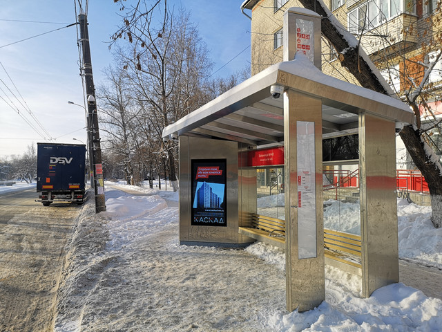 Фотография рекламного носителя, тип: Остановка, адрес: Лескова ул., ост. Больница №40, поз.1, Нижний Новгород, Нижегородская область, Россия. Сторона A1-А10 №872204
