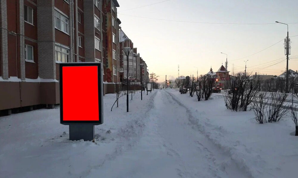 Фотография рекламного носителя, тип: Остановка 1.8x1.2, адрес: Республики ул., д.62, поз.2, Салехард, Ямало-Ненецкий автономный округ, Россия. Сторона Б1-Б6 №1075672