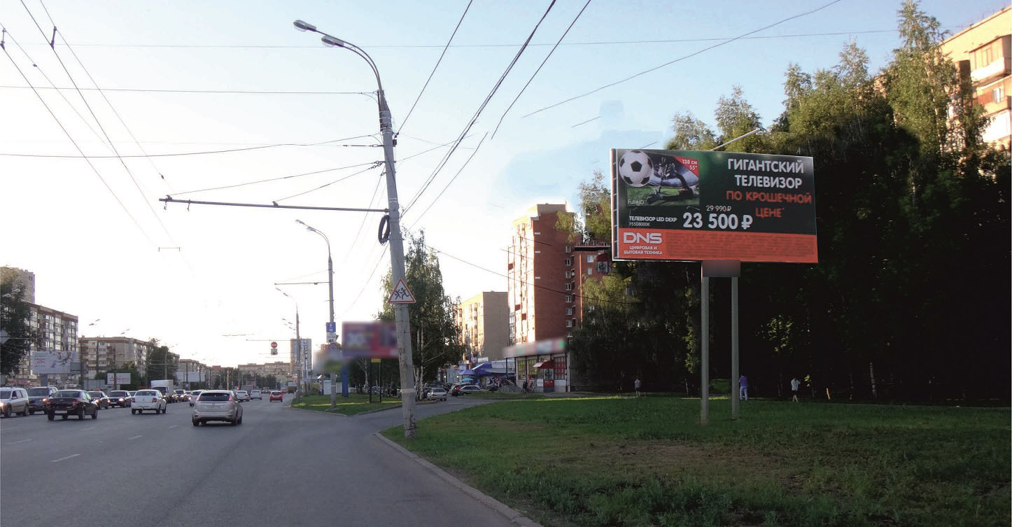 Фотография рекламного носителя, тип: Билборд 3x6, адрес: Удмуртская ул. Х 10 лет Октября ул., м-н "Юничел", Ижевск, Республика Удмуртия, Россия. Сторона A №671080