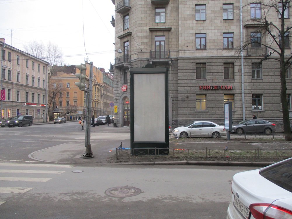 Фотография рекламного носителя, тип: Пиллар 3x1.4, адрес: Декабристов ул., д.60 Х Английский пр-т., Санкт-Петербург, Россия. Сторона B №687607