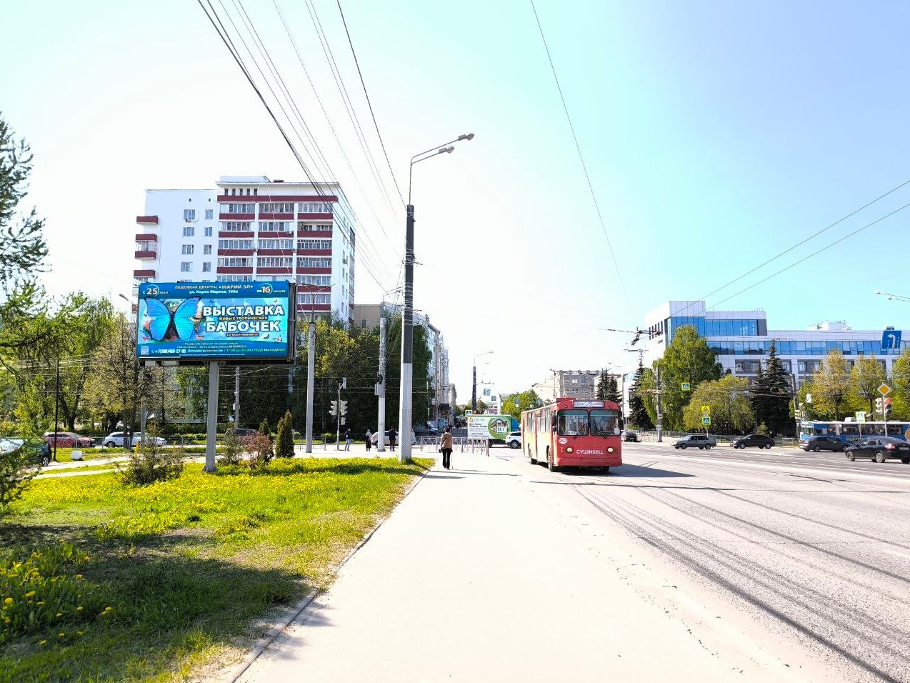 Фотография рекламного носителя, тип: Билборд 3x6, адрес: Карла Маркса ул. Х Ленинский пр-т., Йошкар-Ола, Республика Марий Эл, Россия. Сторона Б1-Б10 №1079437