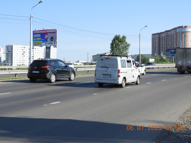 Фотография рекламного носителя, тип: Билборд 3x6, адрес: Енисейский тракт, 175м от ул. Славы, Красноярск, Красноярский край, Россия. Сторона B №378595