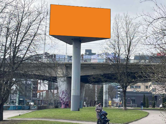 Фотография рекламного носителя, тип: Суперсайт 5x10, адрес: Ленинский пр-т., эстакадный мост, поз.2, Калининград, Калининградская область, Россия. Сторона С №974148