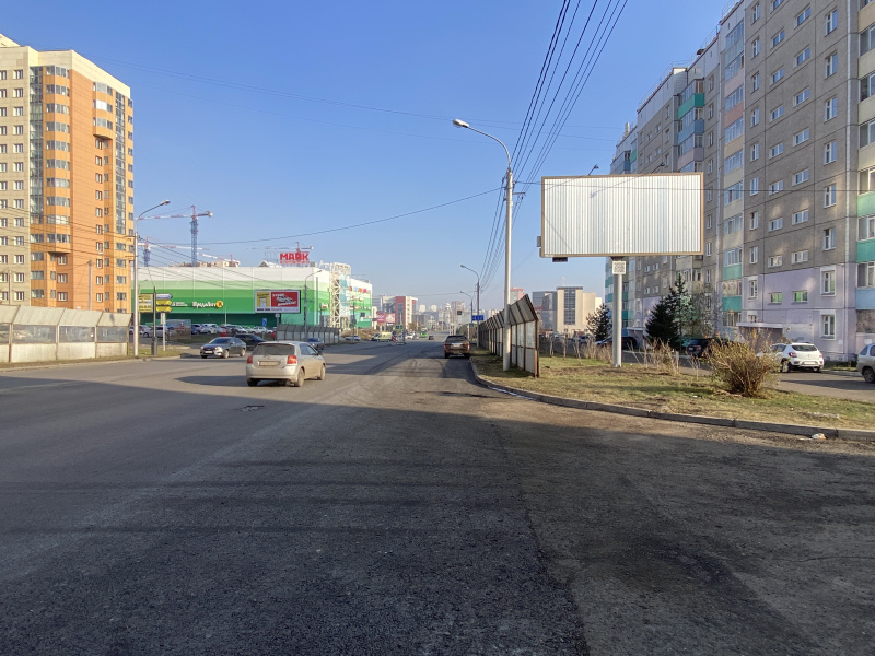 Фотография рекламного носителя, тип: Билборд 3x6, адрес: Мужества ул., д.21, Красноярск, Красноярский край, Россия. Сторона А1-А3 №840678