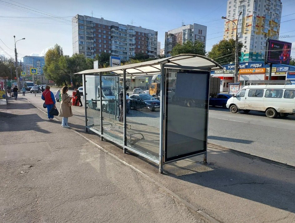 Фотография рекламного носителя, тип: Остановка 1.8x1.2, адрес: Пензенская ул., ост. Владимирская ул., Самара, Самарская область, Россия. Сторона B1 №1077454