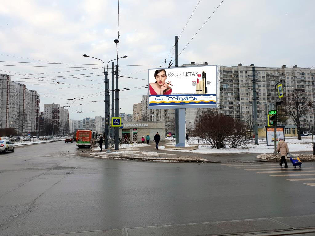 Фотография рекламного носителя, тип: Билборд 3x6, адрес: Кораблестроителей ул., д.48, корп.2 Х Наличная ул., Санкт-Петербург, Россия. Сторона Аh1-Аh10 №992760