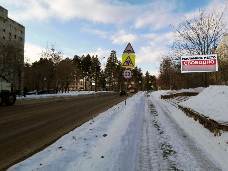 Фотография рекламного носителя, тип: Билборд 3x6, адрес: Железногорск г., Восточная ул., д.22, Красноярск, Красноярский край, Россия. Сторона A №984367
