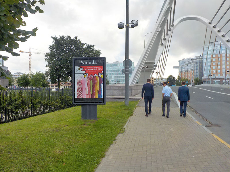 Фотография рекламного носителя, тип: Ситиформат 1.8x1.2, адрес: Спортивная ул. Х Вязовая ул., д.10, Санкт-Петербург, Россия. Сторона В №635750