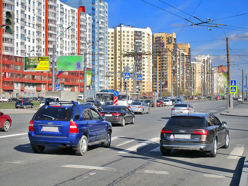Фотография рекламного носителя, тип: Билборд 3x6, адрес: Ленинский пр-т., д.72, корп.1 Х Доблести ул., Санкт-Петербург, Россия. Сторона В2 №639143