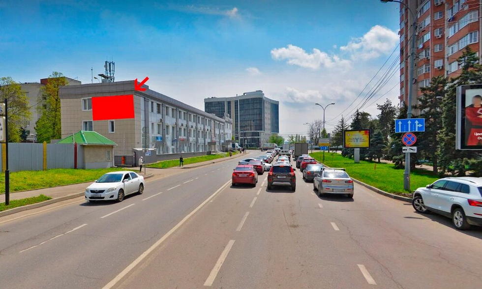 Фотография рекламного носителя, тип: Медиафасад, адрес: Селезнева ул., д.203, Краснодар, Краснодарский край, Россия. Сторона Б1-Б10 №1025894